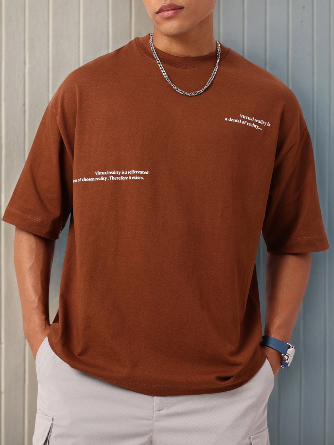 

Kook N Keech Virtual Reality Printed Oversized T-shirt, Brown
