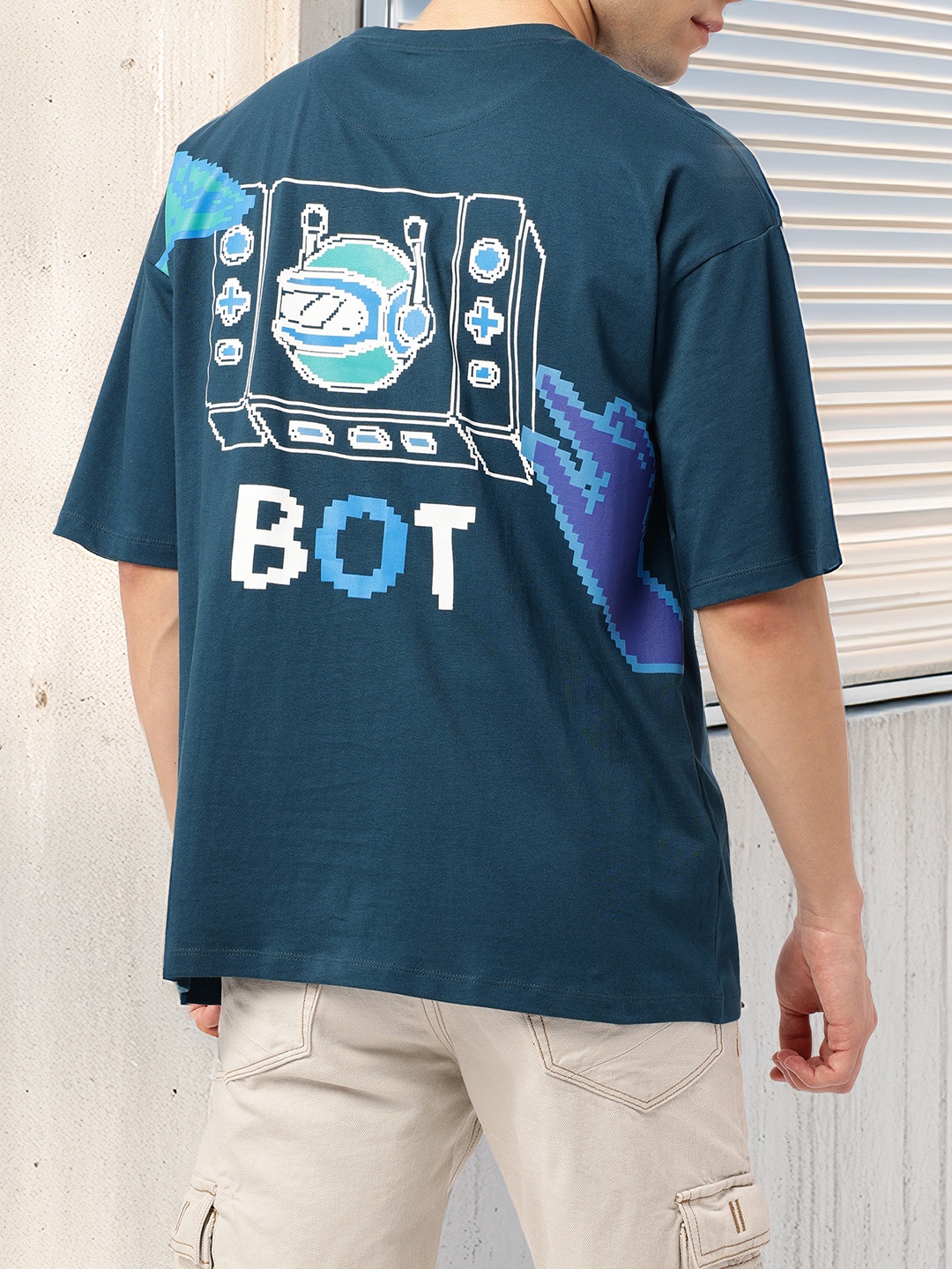 

Urban Street Graphic Printed Oversized T-shirt, Teal