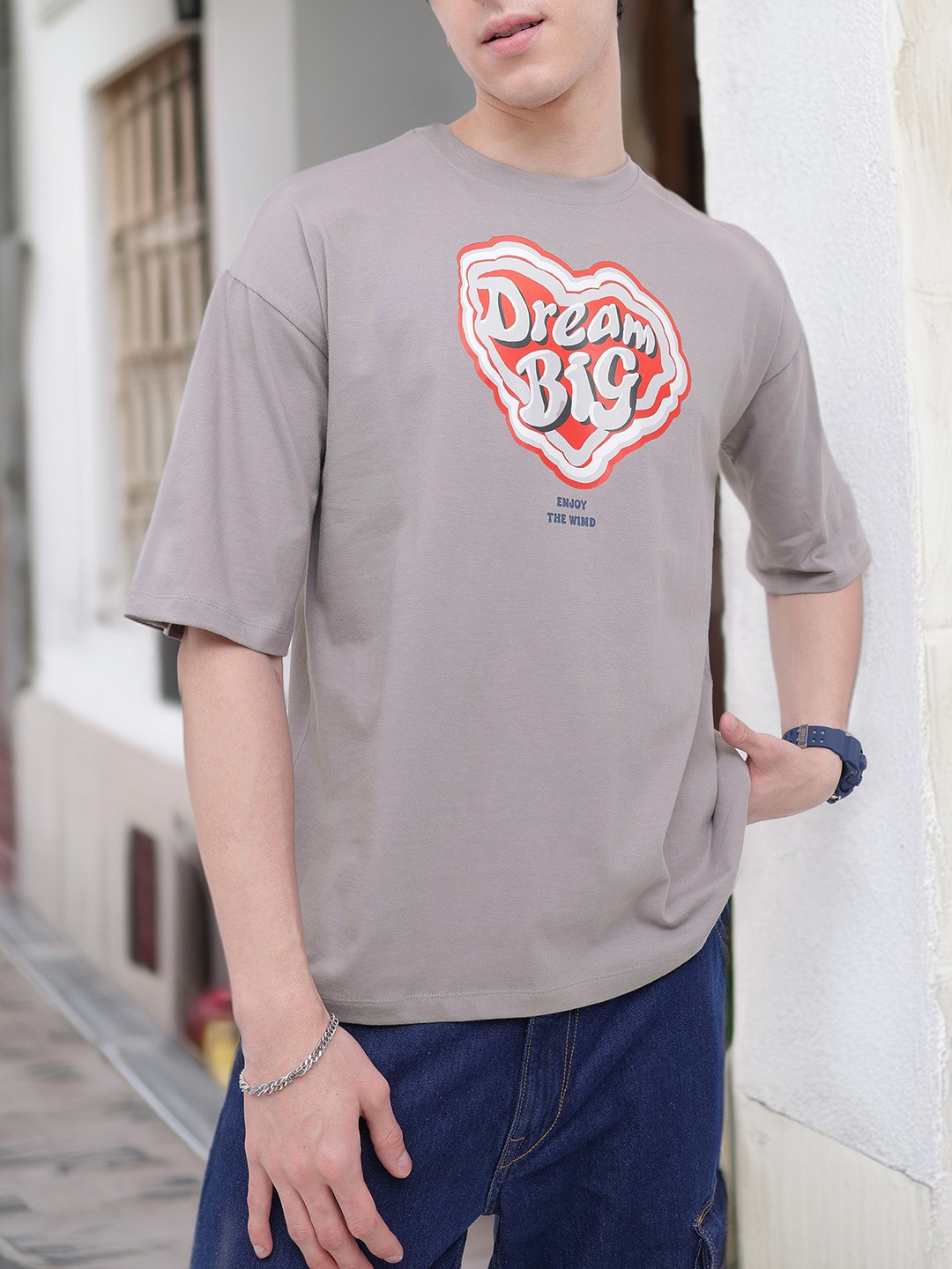 

Kook N Keech Chase Your Dreams Printed Oversized T-shirt, Grey