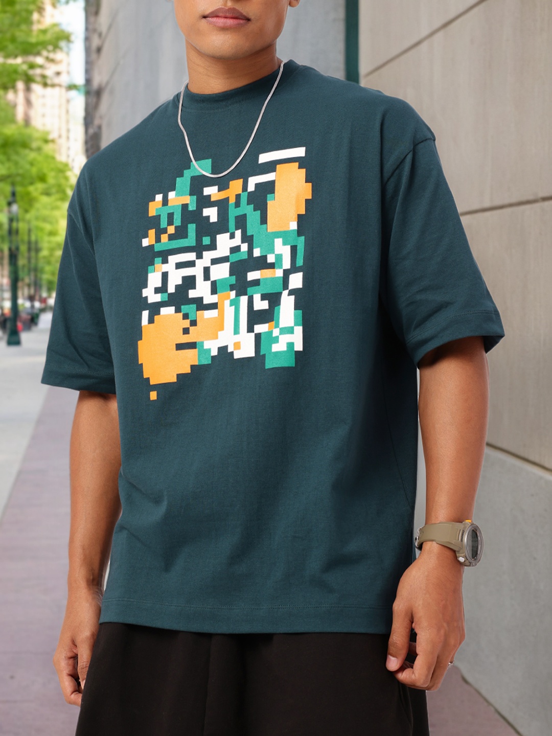 

Kook N Keech Street Art Printed Oversized T-shirt, Teal