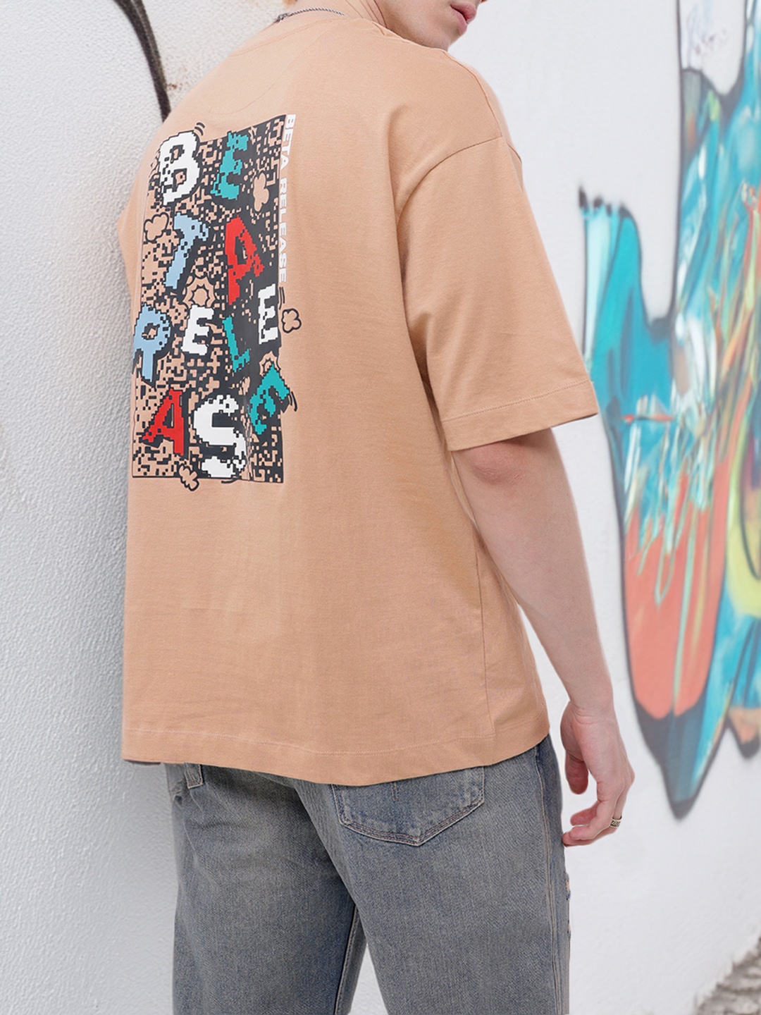 

Kook N Keech Effortlessly Cool Printed Oversized T-shirt, Beige