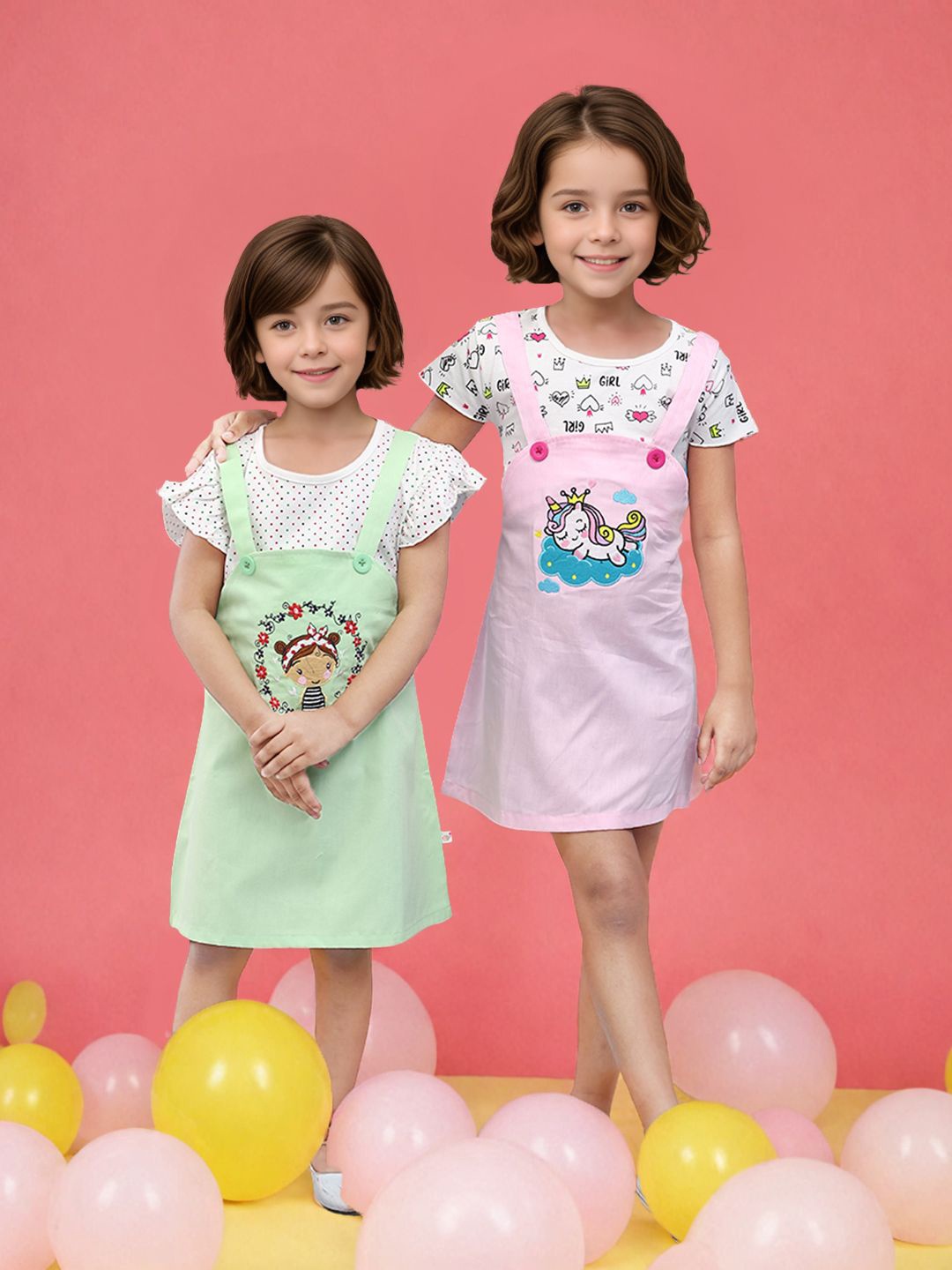 

Toonyport Flutter Sleeve Above Knee Pack of 2 A-Line Dress, Multi