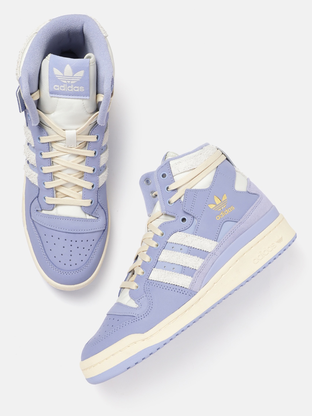 

ADIDAS Originals Women Mid-Top Perforated Detail Forum 84 HI Leather Sneakers, Purple