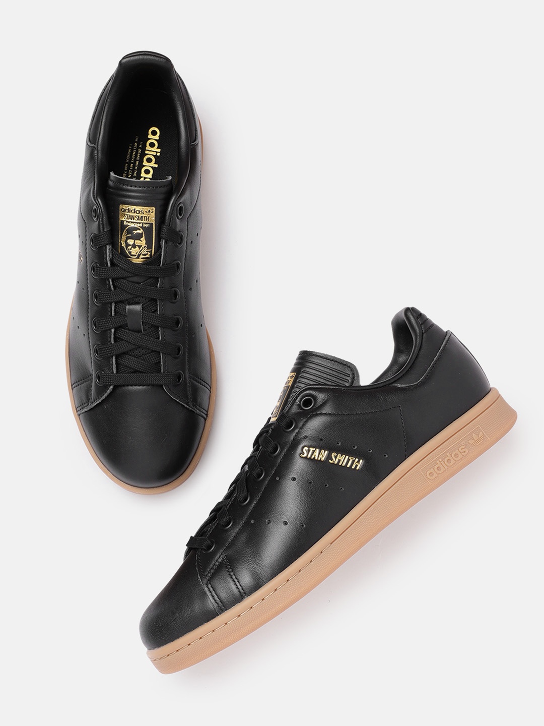 

ADIDAS Originals Men Leather Stan Smith Sneakers, Black
