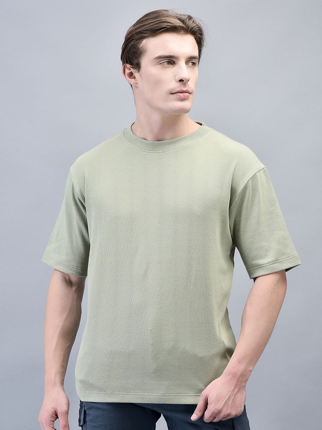 

Woodland Men Self Design Round Neck T-shirt, Green