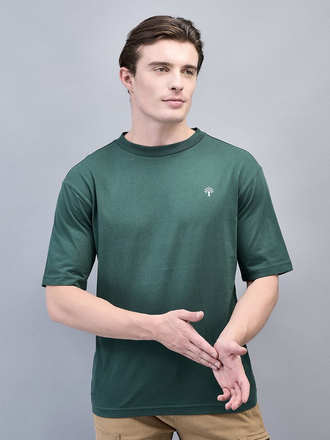 

Woodland Men Brand Logo Printed Round Neck T-shirt, Green