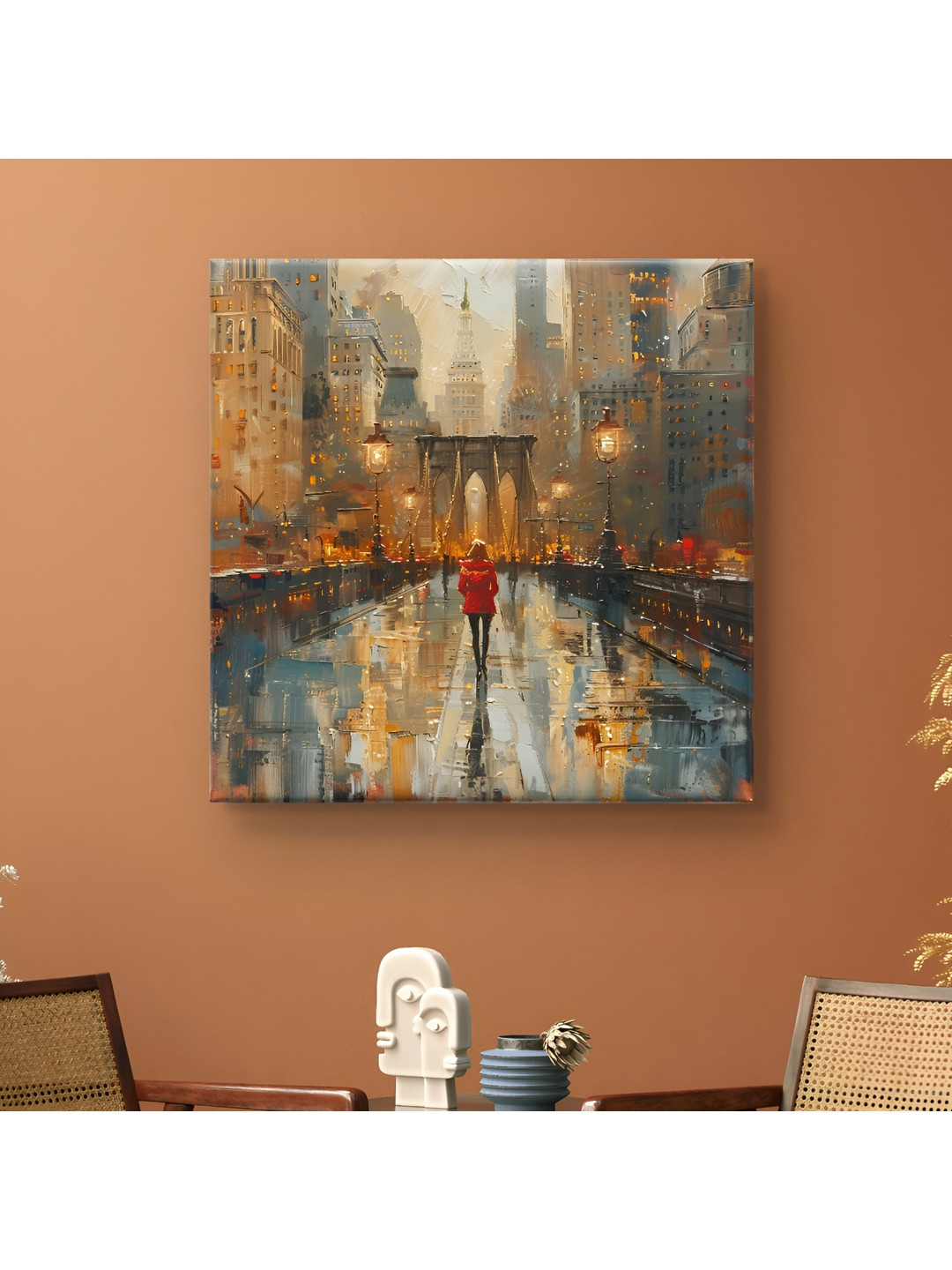 

SAF Beige & Yellow 1 Piece Canvas Abstract Wall Paintings