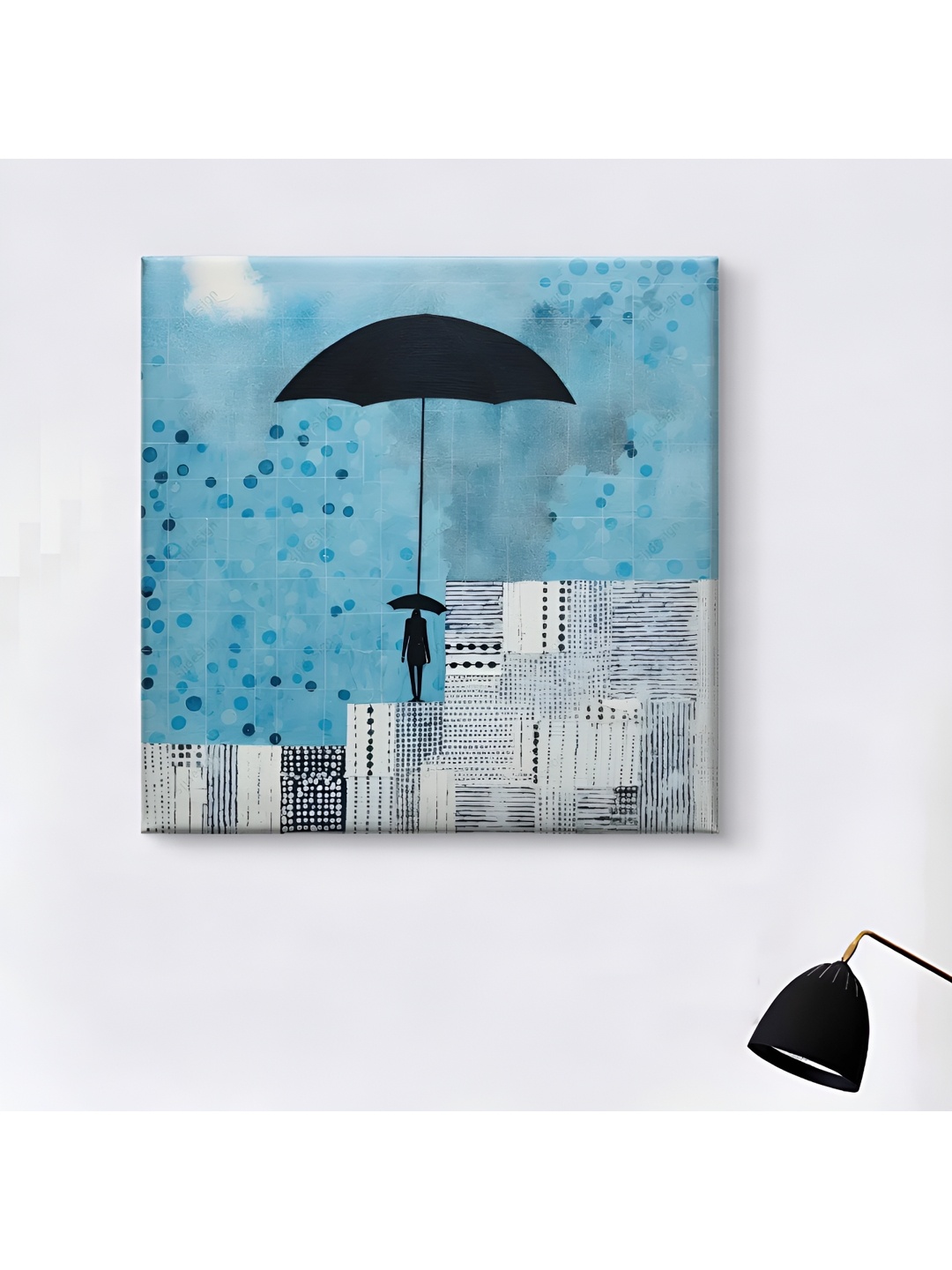

SAF Blue & Black 1 Piece Canvas Abstract Wall Paintings