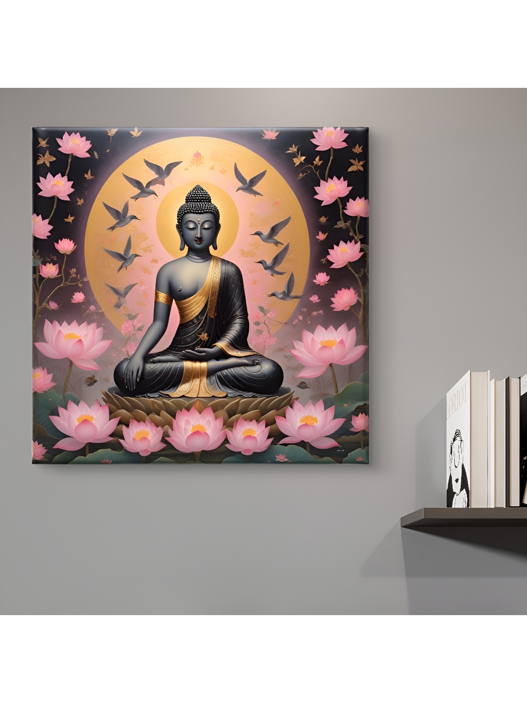 

SAF Black & Pink 1 Piece Canvas Lord Buddha Wall Paintings