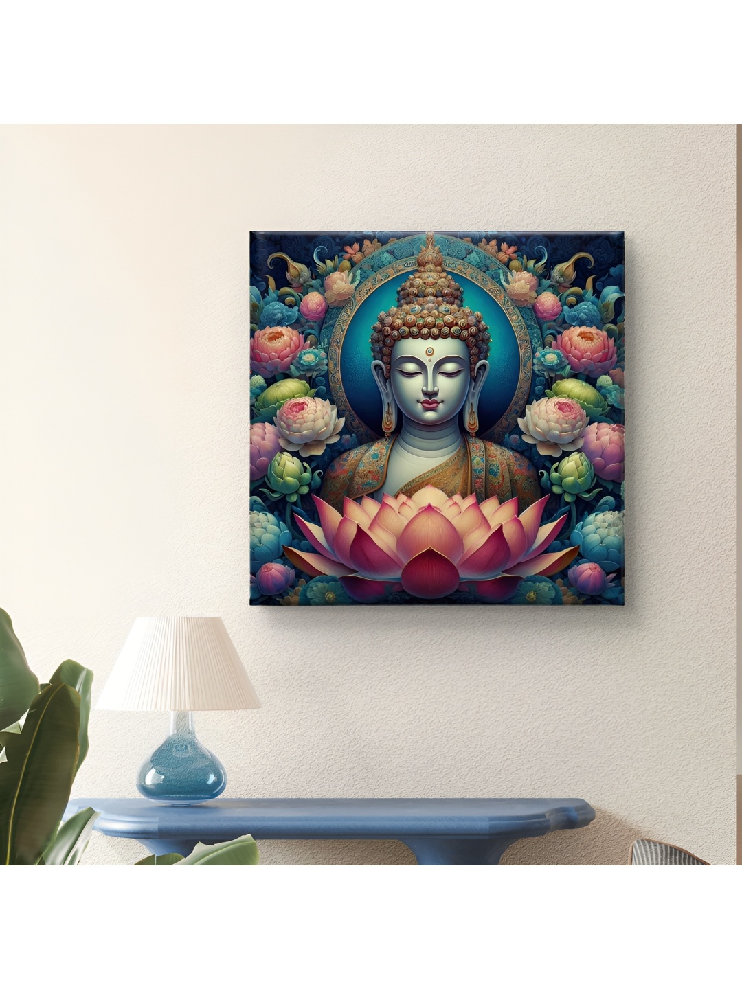 

SAF Blue 1 Piece Canvas Lord Buddha Wall Paintings