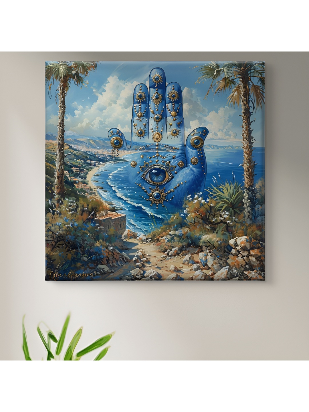 

SAF Blue & Grey 1 Piece Canvas Religious Wall Paintings