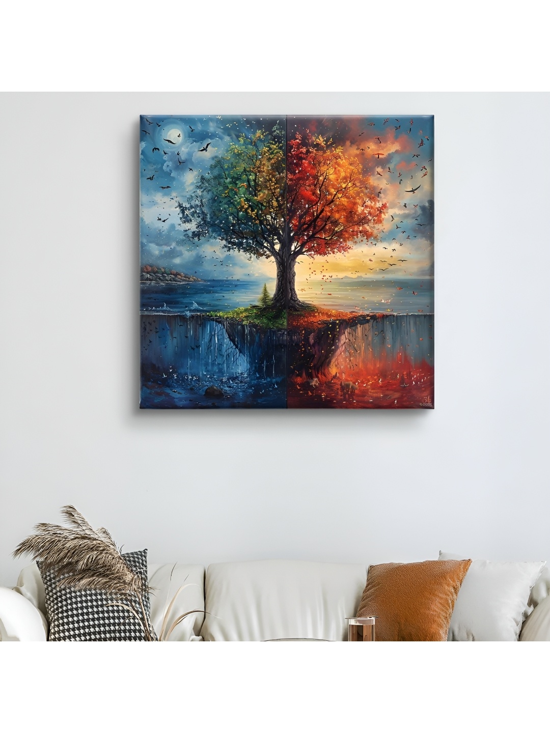

SAF Blue & Orange 1 Piece Canvas Floral and Botanical Wall Paintings