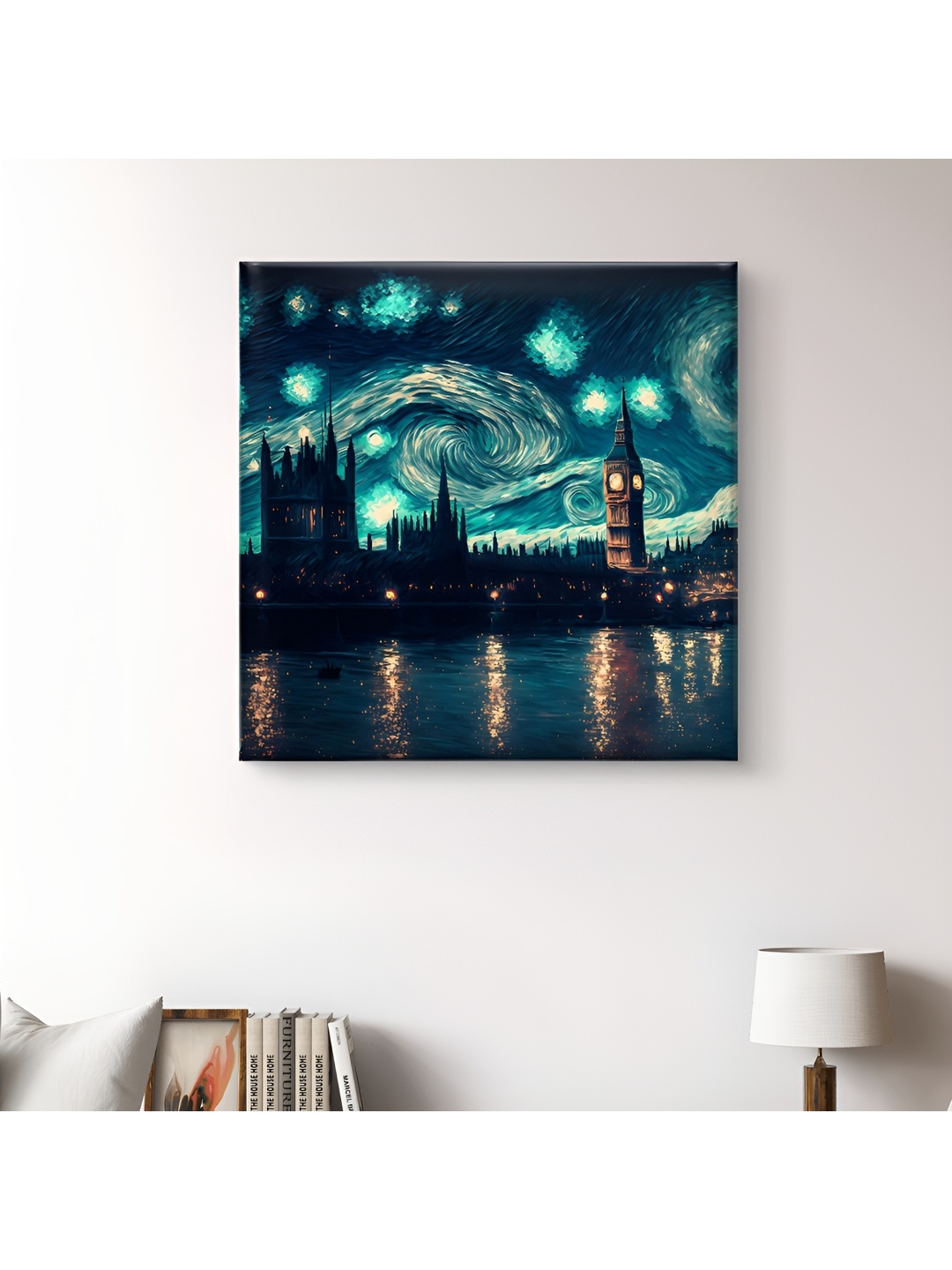

SAF Wooden Framed City Vibes Canvas Wall decor Paintings, Blue