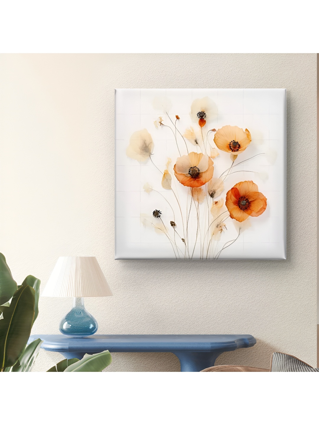 

SAF Wooden Framed Bunch of flower Canvas Wall decor Paintings, White