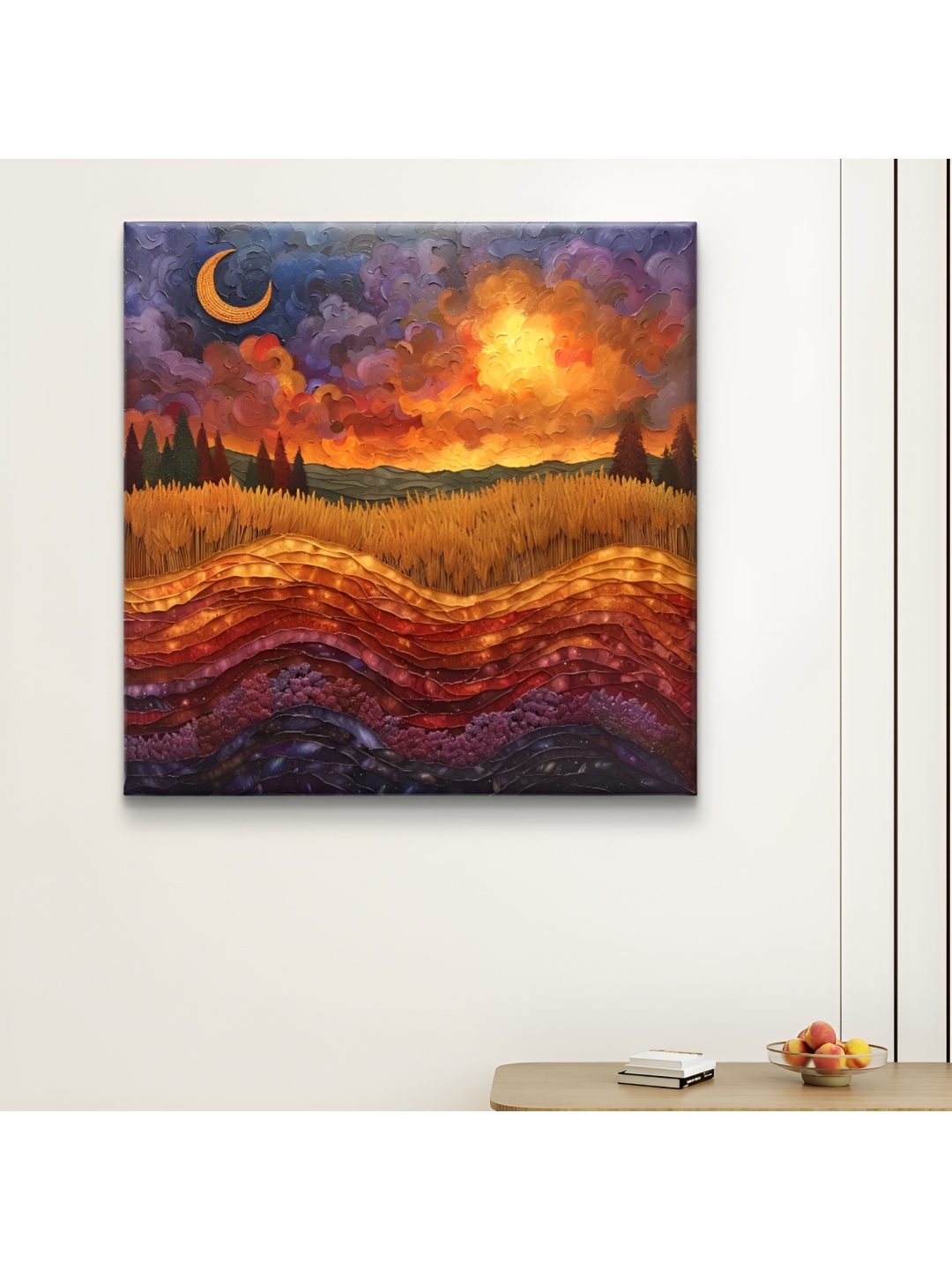 

SAF Wooden Framed Nature Art Canvas Wall decor Painting, Orange