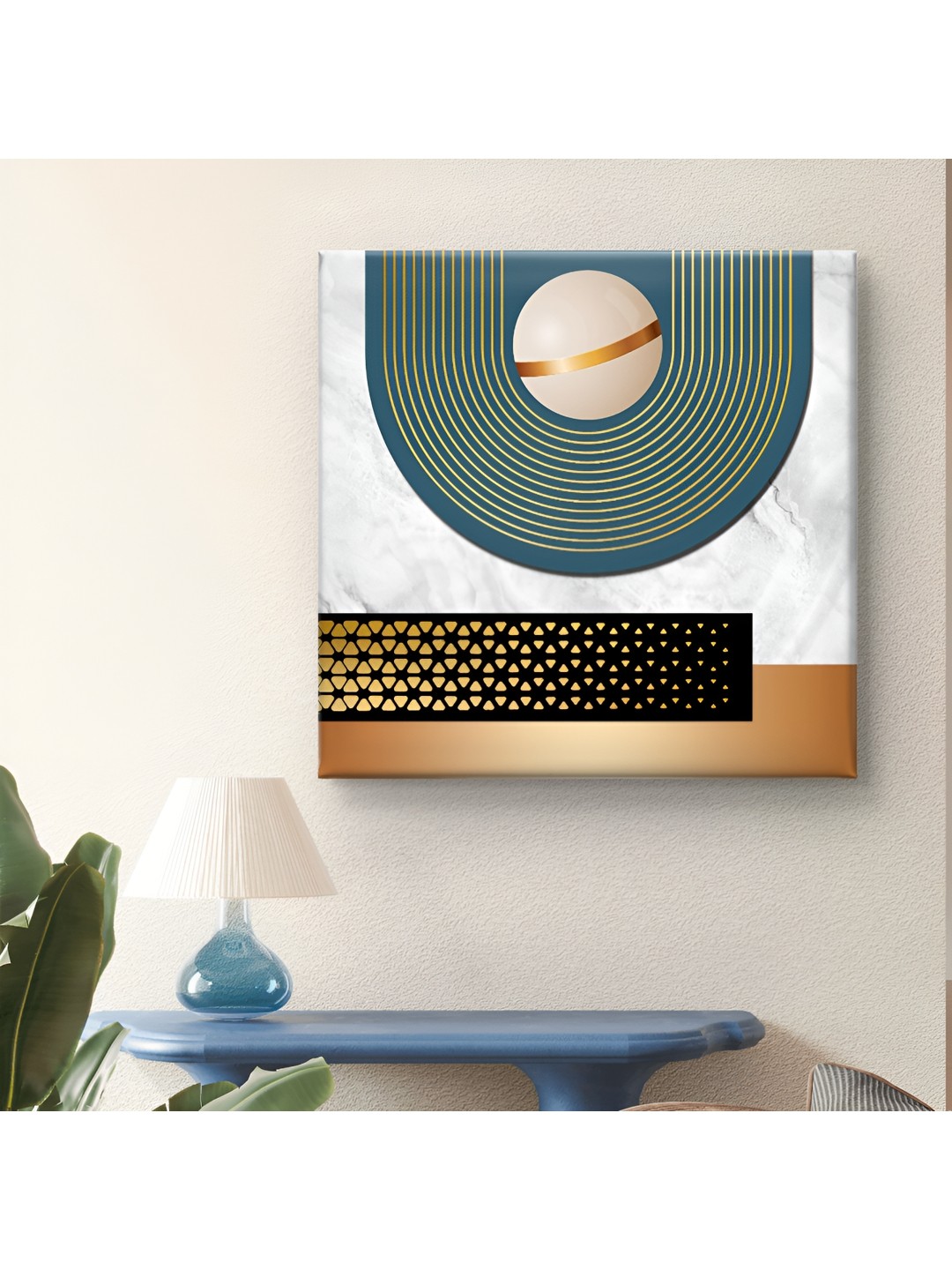 

SAF Blue & White 1 Piece Canvas Abstract Wall Paintings