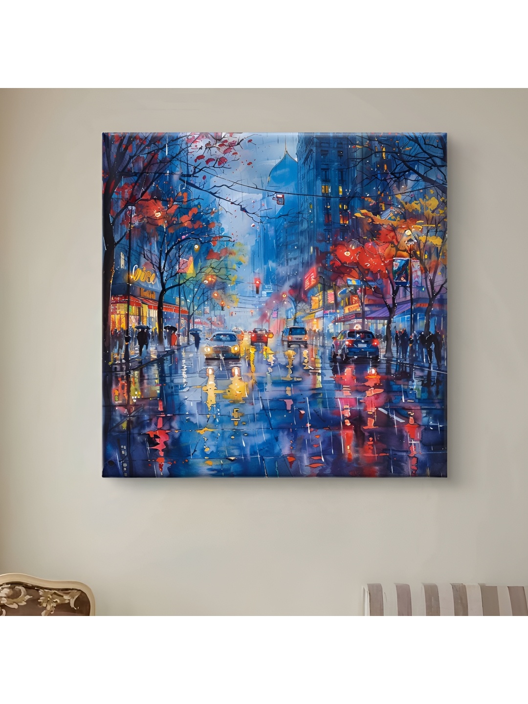 

SAF Blue & Red 1 Piece Canvas Abstract Wall Paintings
