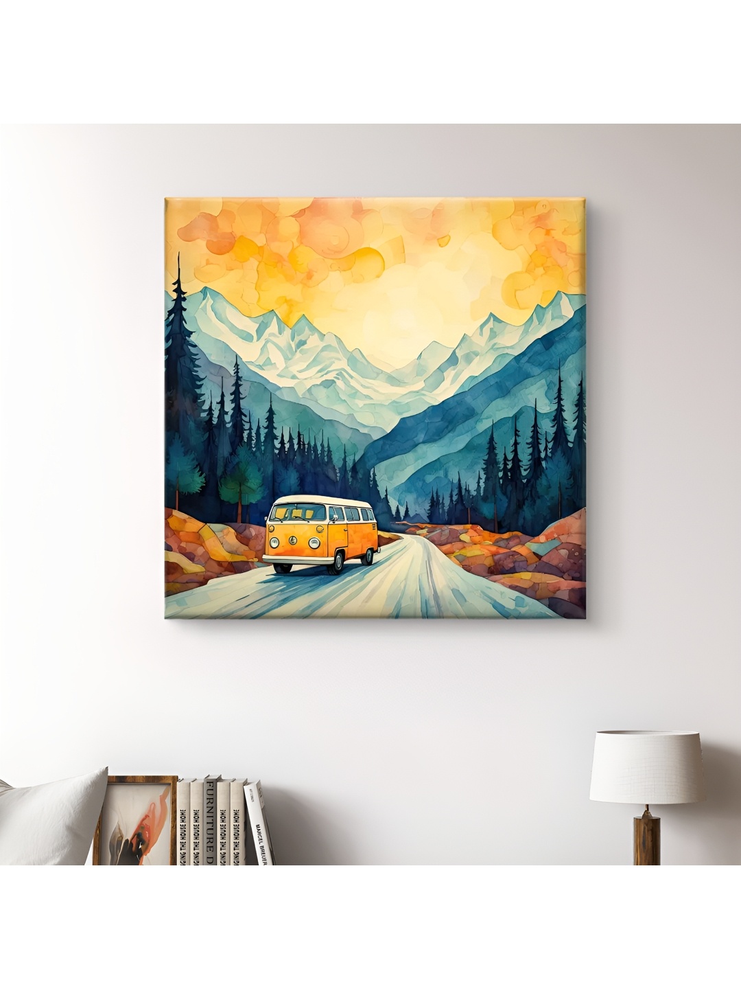 

SAF Wooden Framed City Vibes Canvas Wall decor Wall Paintings, Yellow