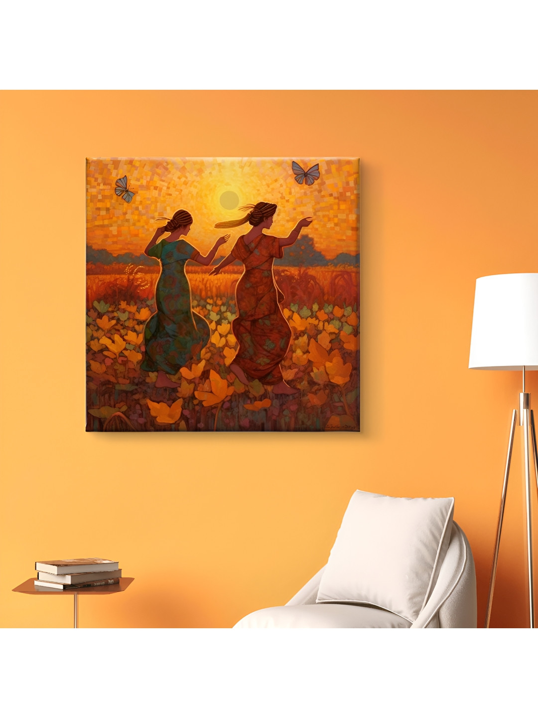 

SAF Wooden Framed Village theme Canvas Wall decor Wall Paintings, Brown