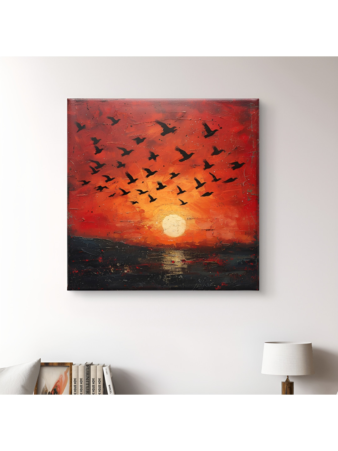 

SAF Wooden Framed Nature Art Canvas Wall decor Wall Paintings, Red