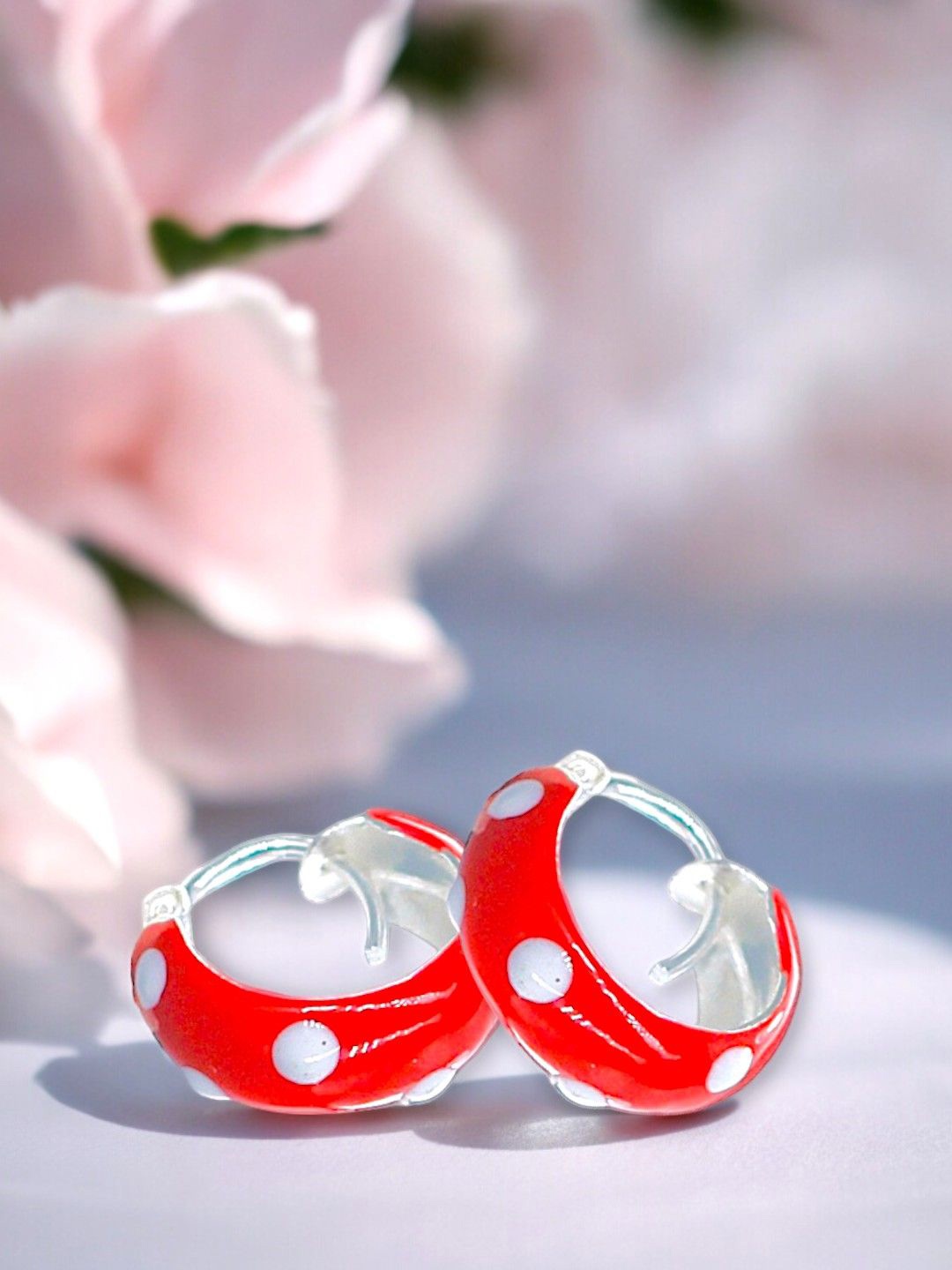 

Taraash Girls 925 Sterling Silver Circular Enamel Hoop Earrings