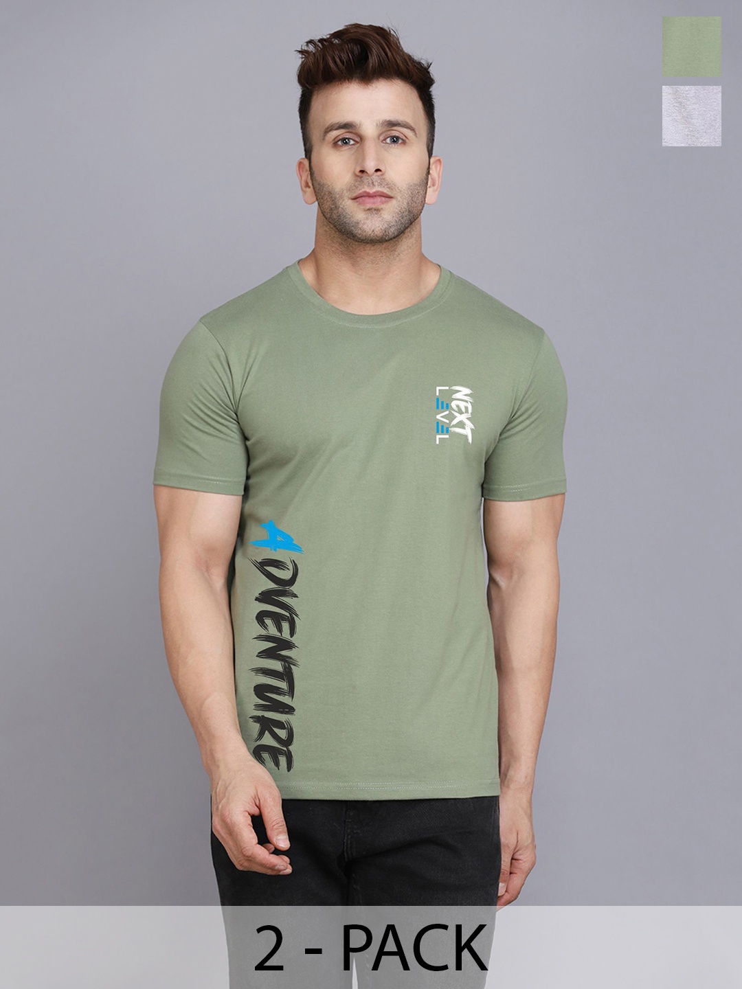 

SLOWLORIS Men Typography 2 Printed Round Neck T-shirt, Grey