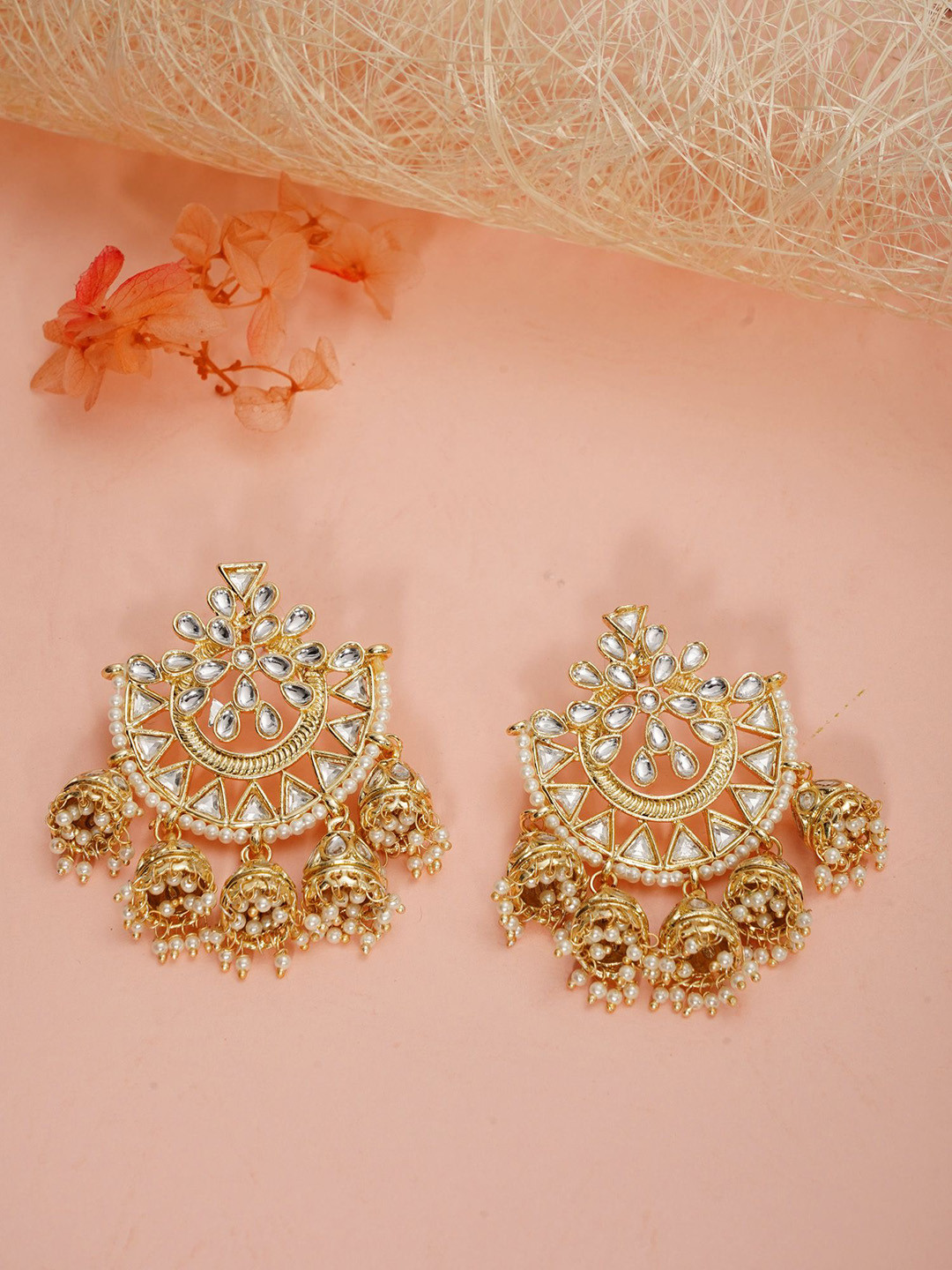 

Designbox Contemporary Jhumkas Earrings, Gold