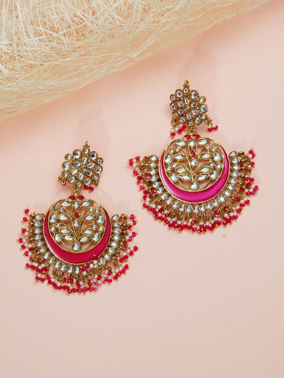 

Designbox Floral Chandbalis Earrings, Pink