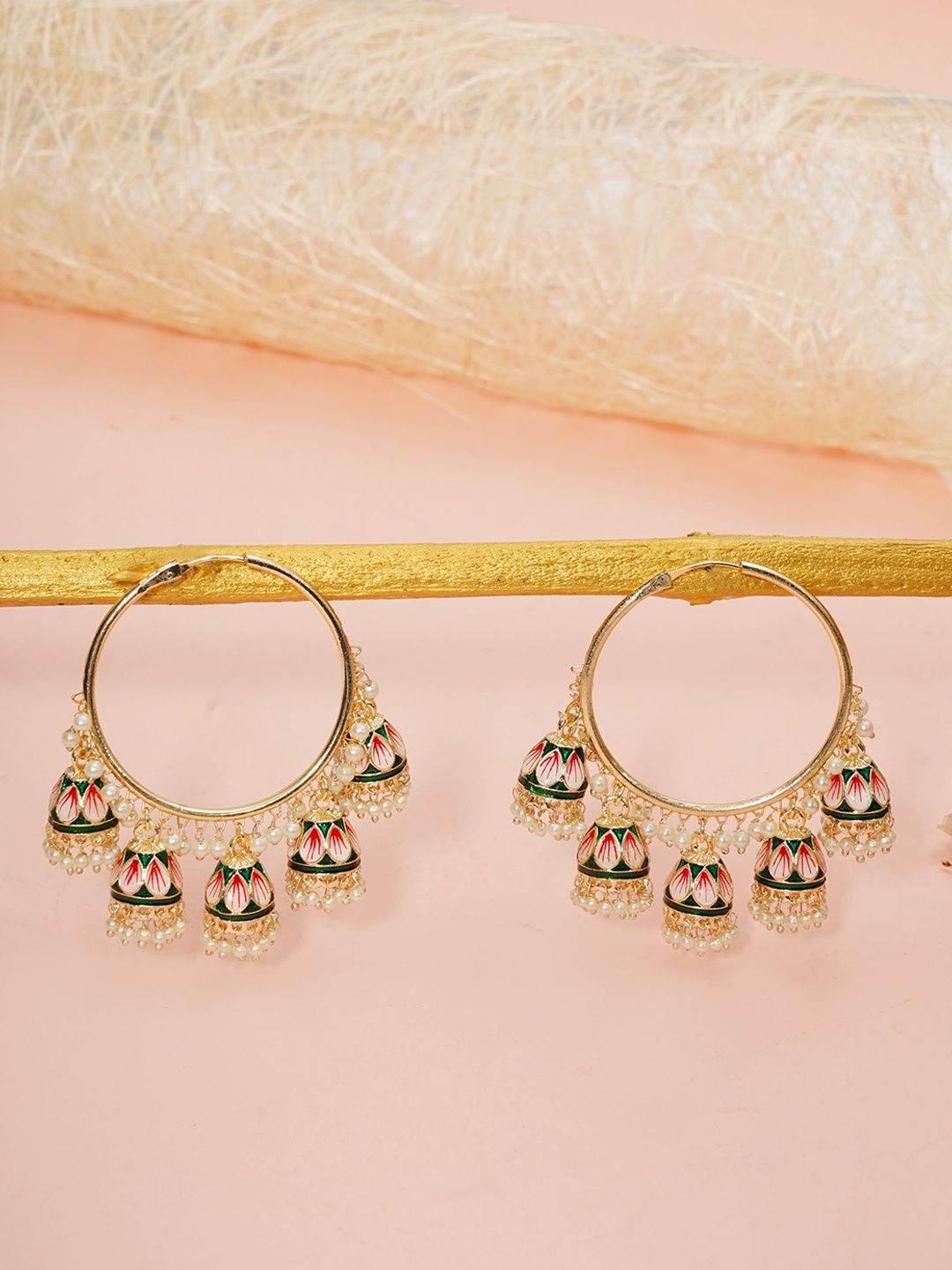 

Designbox Circular Drop Earrings, Green