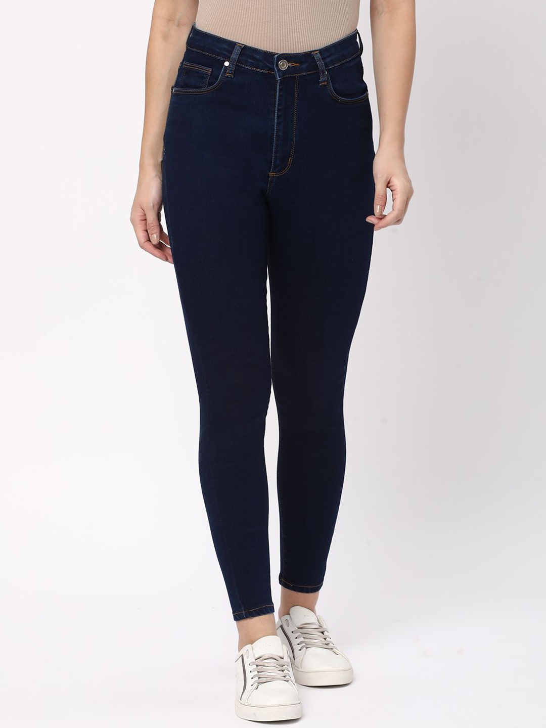

R&B Women Skinny Fit Low Distressed Jeans, Blue