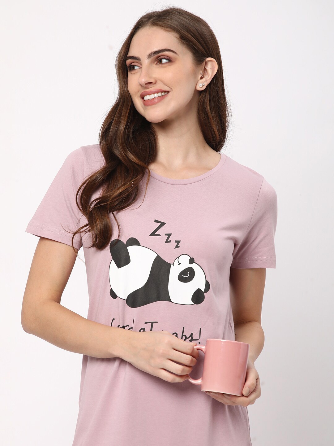 

R&B Women Graphic Printed Round Neck T-shirt, Pink