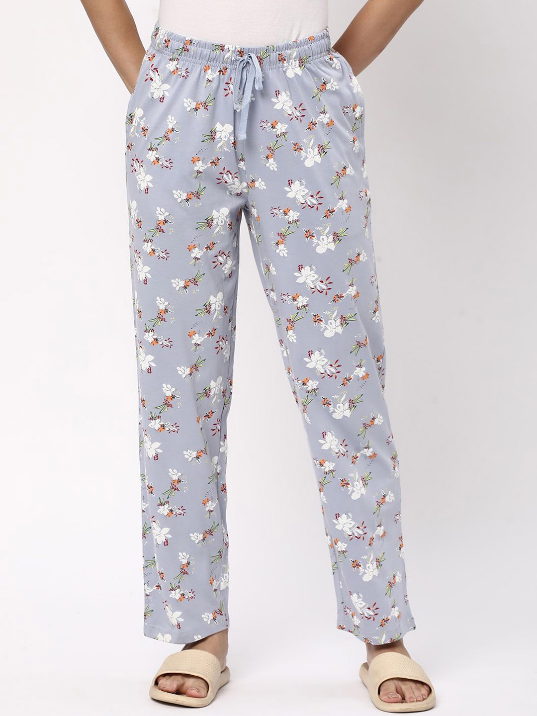 

R&B Women Printed Cotton Lounge Pants, Purple