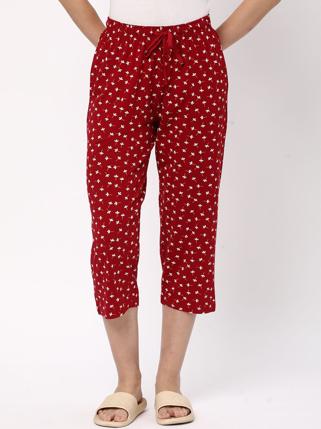 

R&B Women Printed Capris, Red