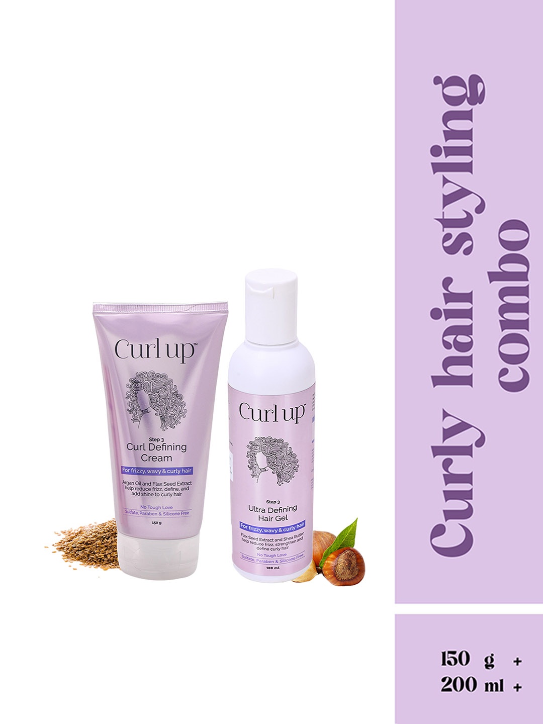 

Curl up Set Of 2 Curl Defining Cream & Gel Combo - 150 g - 200 ml, Off white