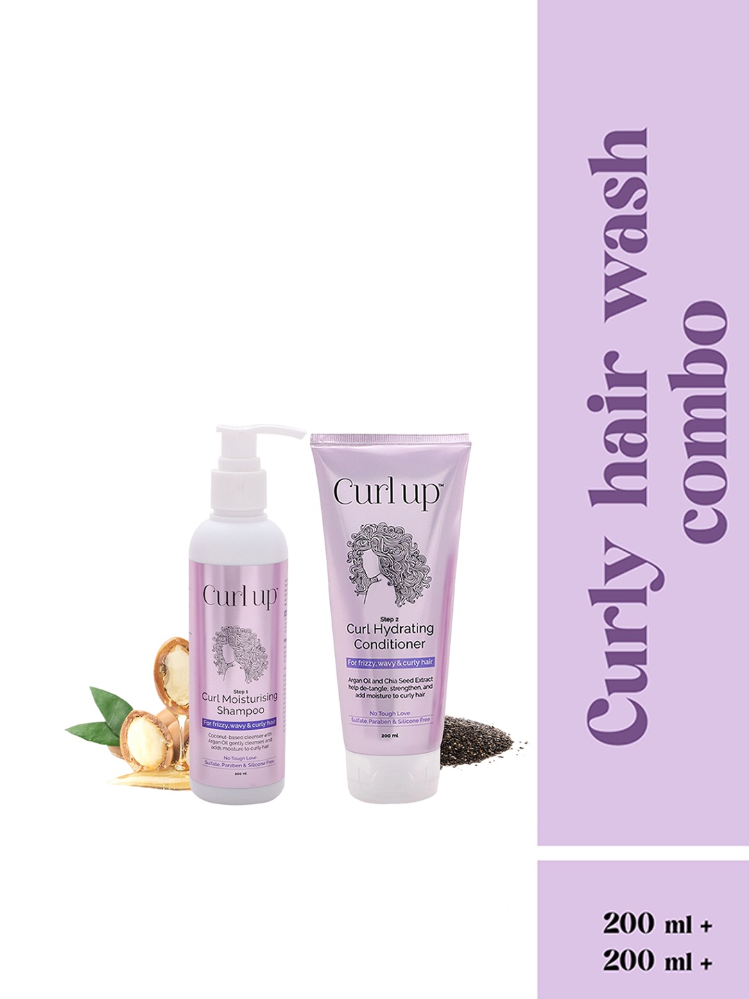 

Curl up Set Of 2 Curl Defining Shampoo & Conditioner Combo - 200 ml Each, Off white
