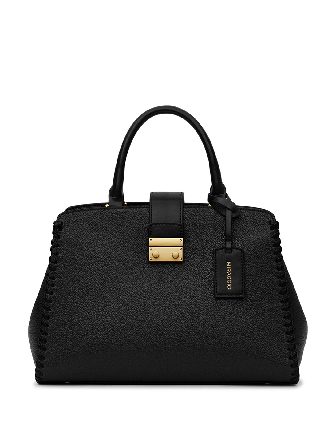 

MIRAGGIO Dune Black Handheld Stachel Bag with Detachable Sling Strap