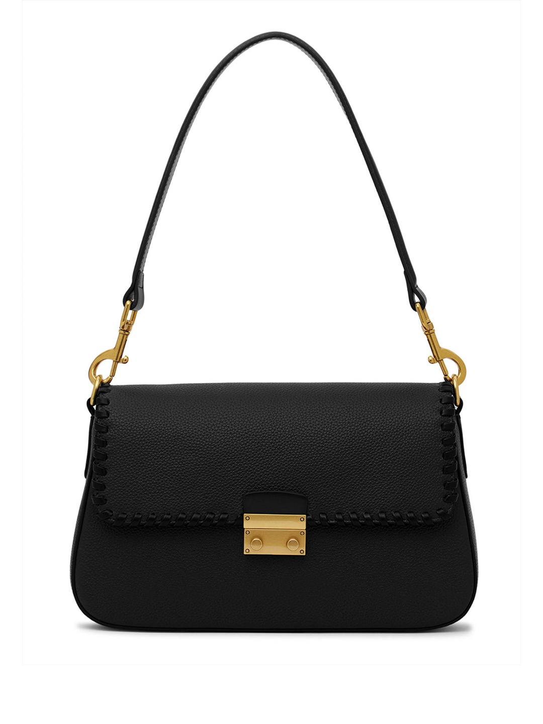 

MIRAGGIO Sarah Black Structured Shoulder Bag with Detachable Sling Strap