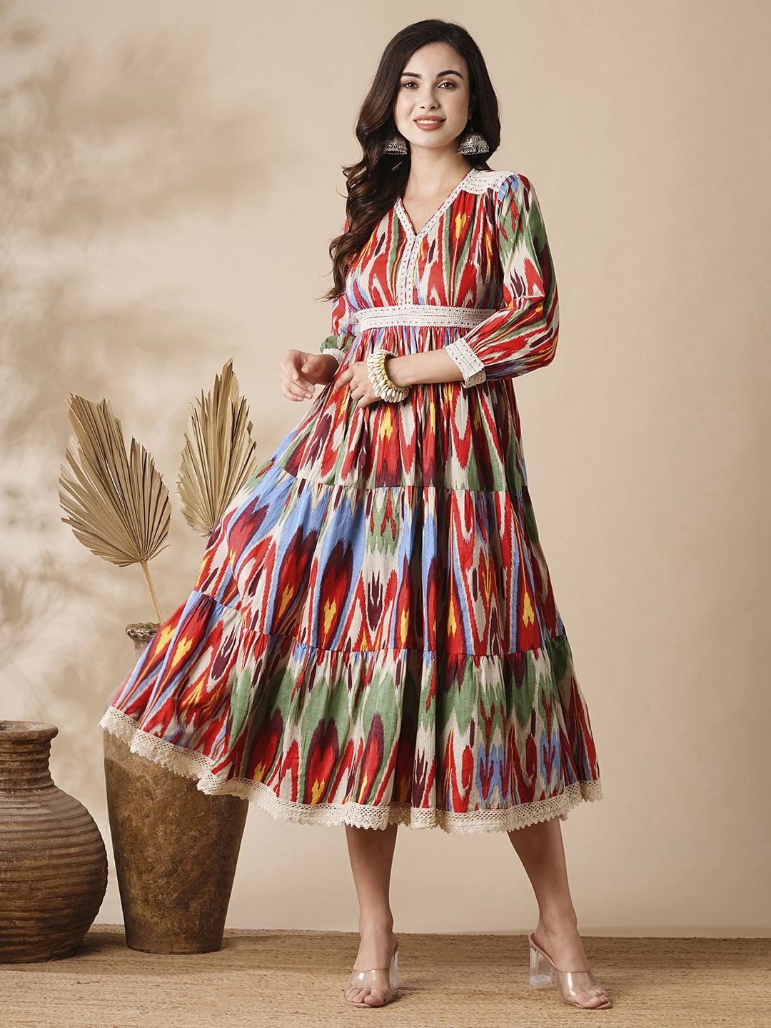 

FASHOR Abstract Print A-Line Midi Dress, Multi