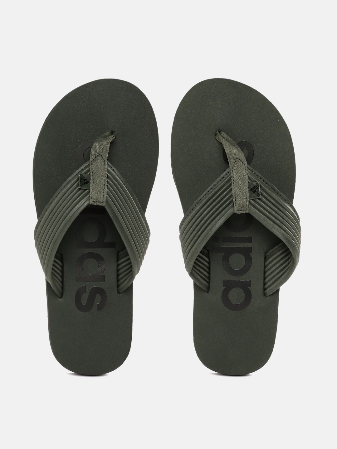 

ADIDAS Men Brand Logo Printed Thong Flip-Flops, Olive