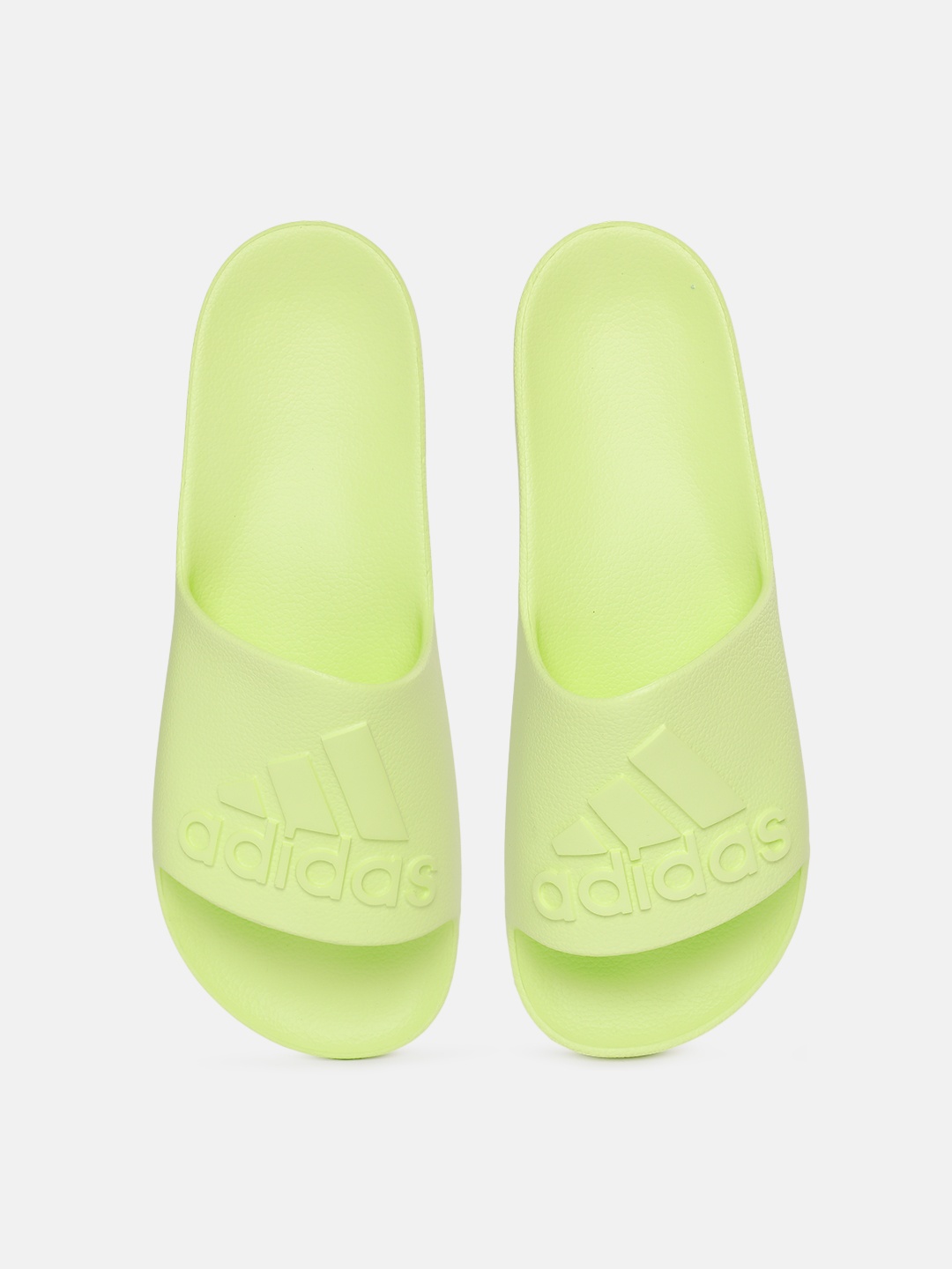 

ADIDAS Unisex Brand Logo Textured Sliders, Fluorescent green