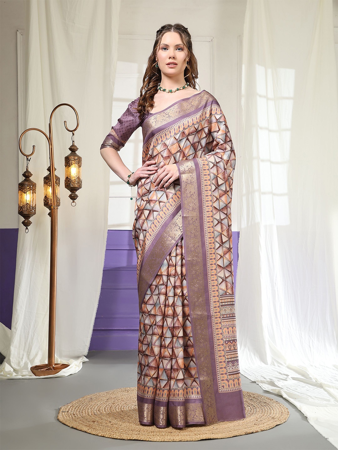 

PRATIBIMB Zari Pure Silk Saree, Orange