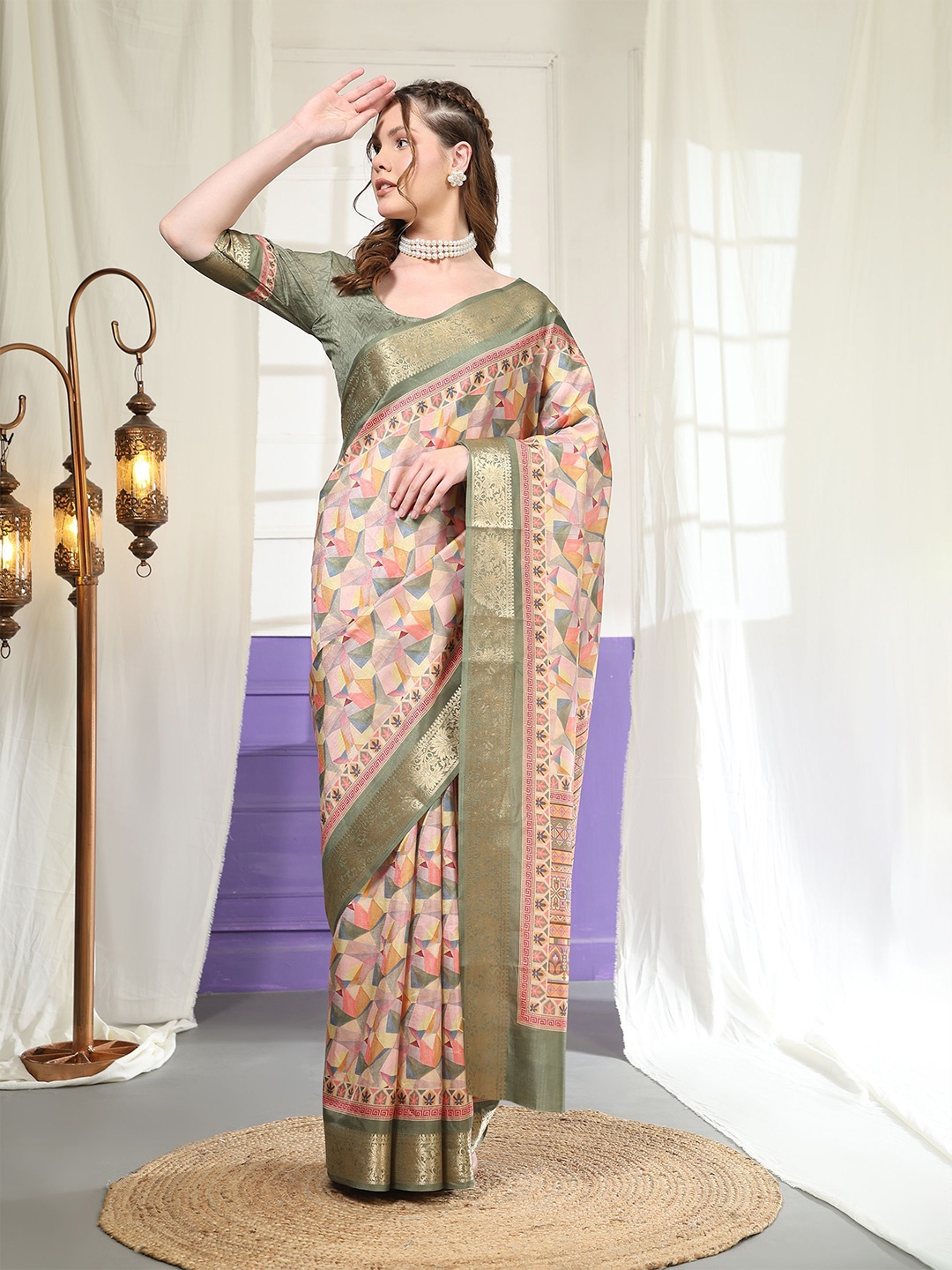 

PRATIBIMB Zari Pure Silk Saree, Pink