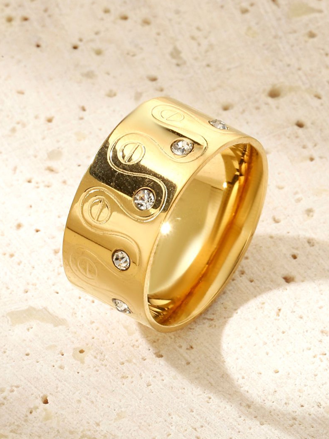 

SALTY Shamanic Circlet Gold-Plated Stone Studded Finger Ring
