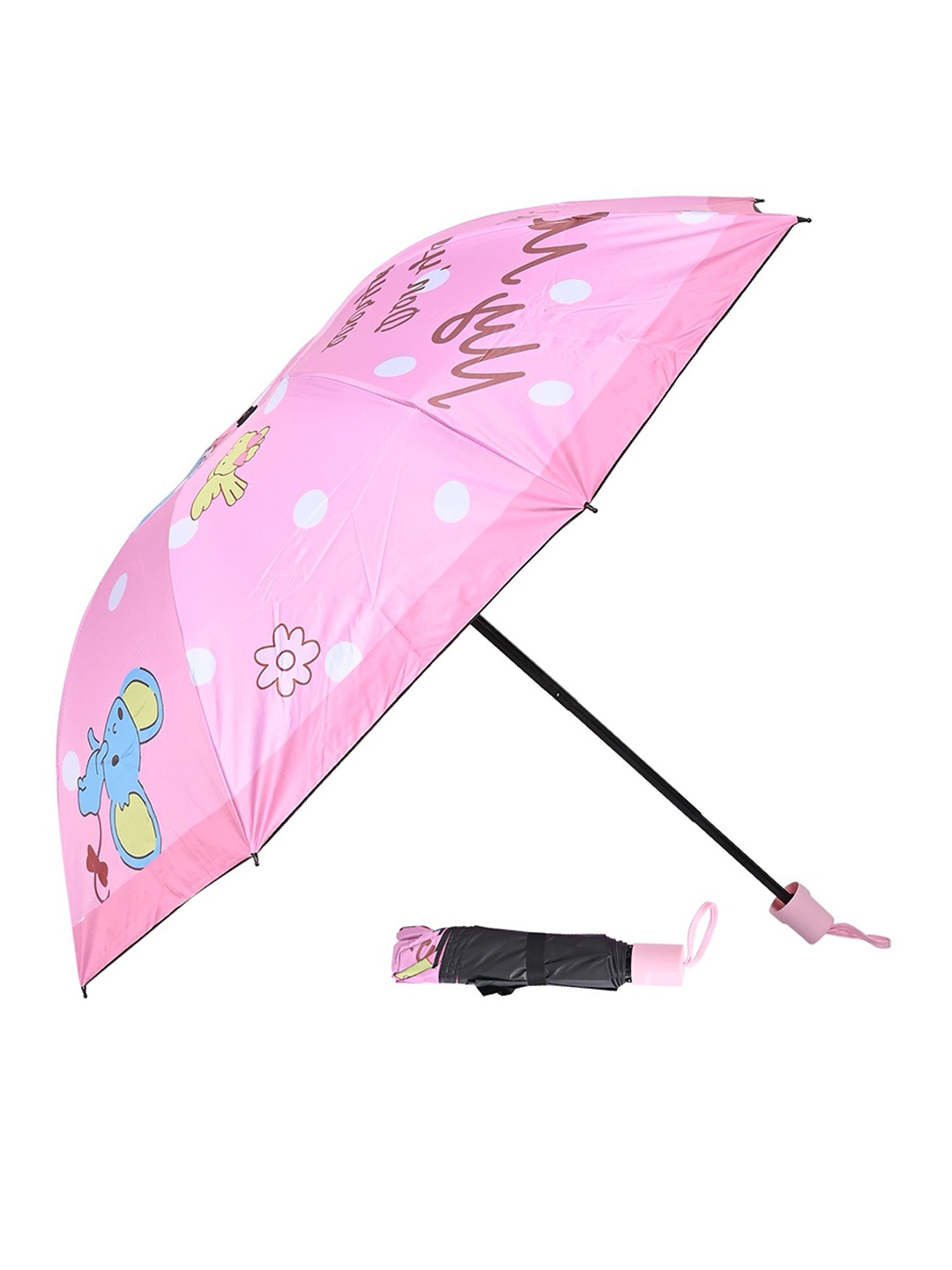 

LOOM LEGACY Digital Printed Manual 3 Fold Self Design Umbrellas, Pink