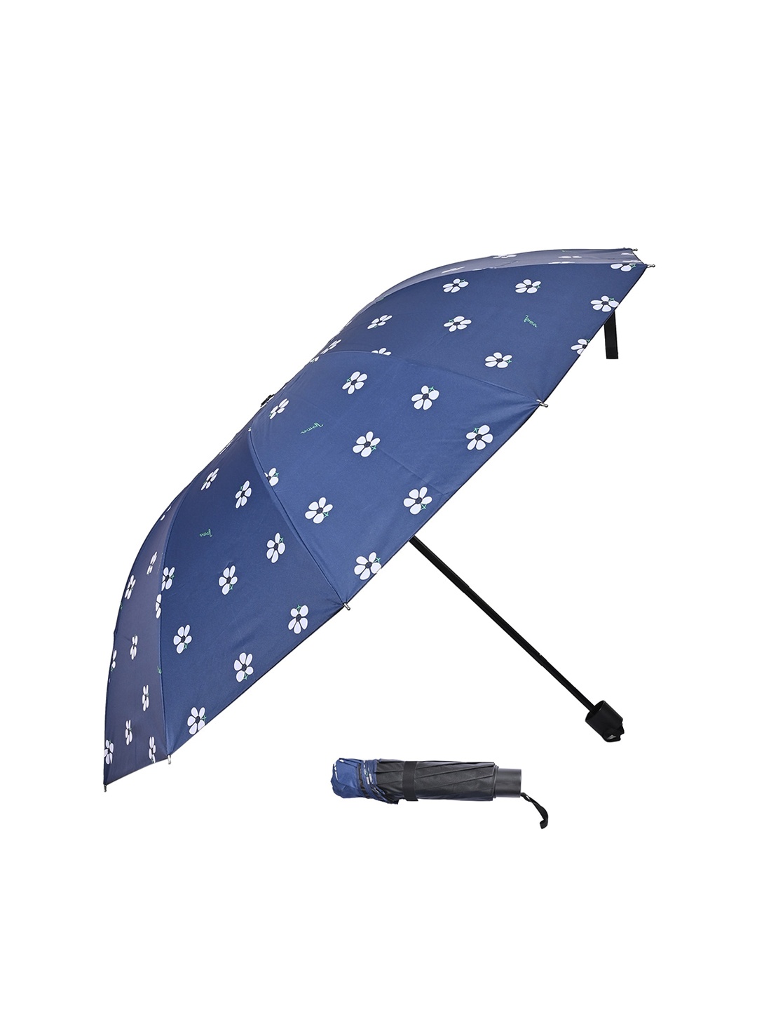 

LOOM LEGACY Manual 3 Fold Floral Umbrellas, Navy blue