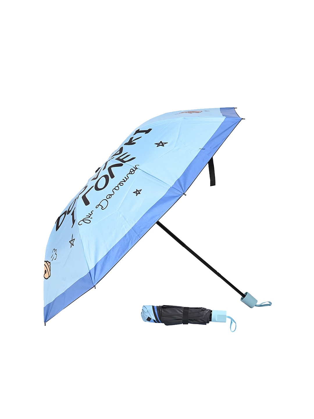 

LOOM LEGACY Manual 3 Fold Self Design Umbrellas, Turquoise blue