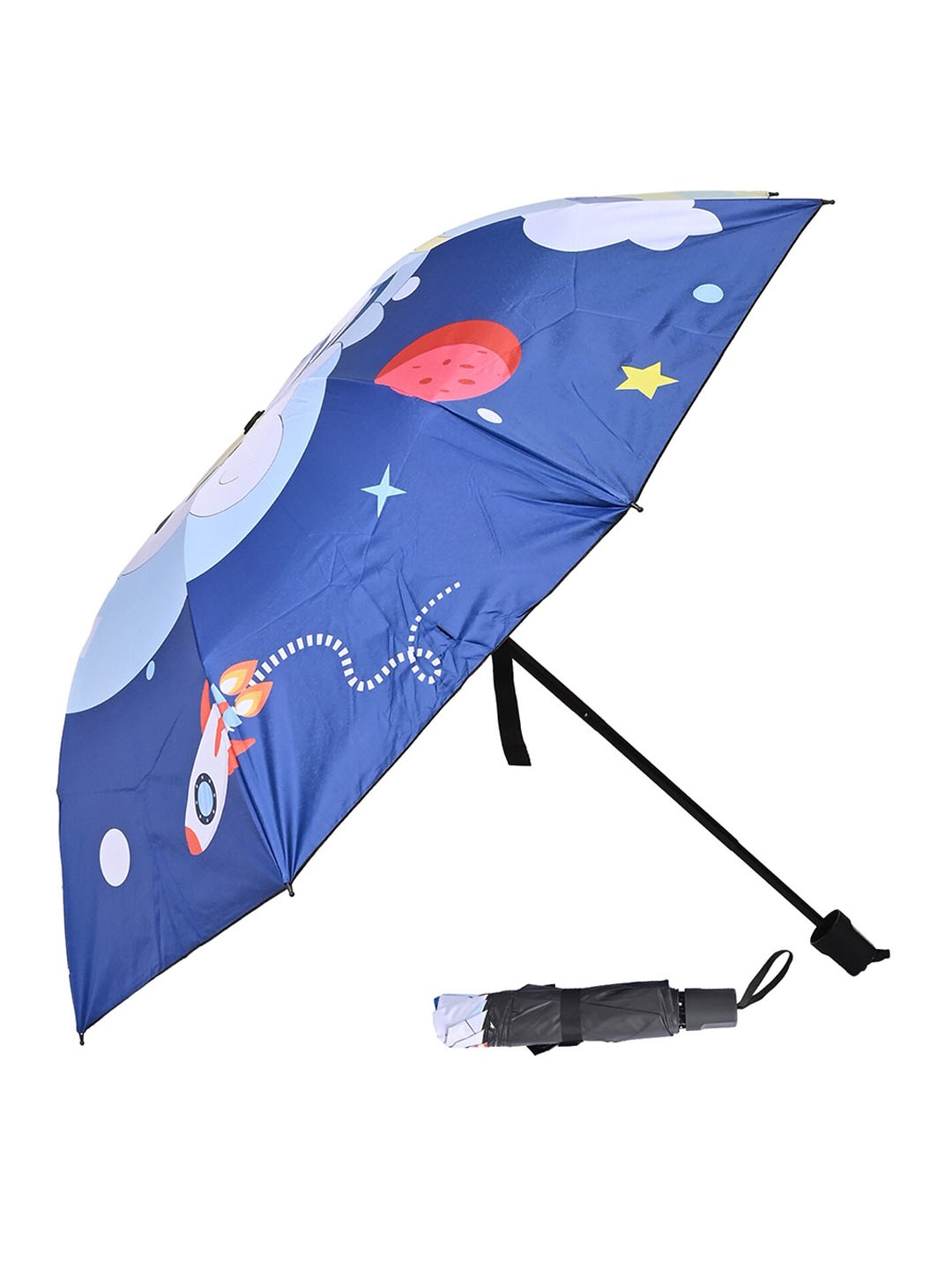 

LOOM LEGACY Manual 3 Fold Self Design Umbrellas, Blue