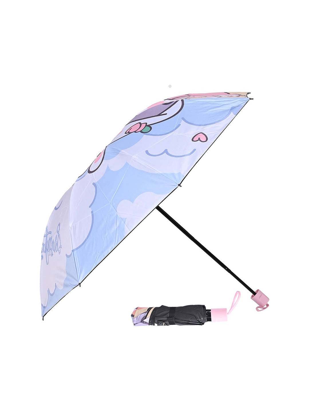 

LOOM LEGACY Digital Printed Manual 3 Fold Self Design Umbrellas, Pink