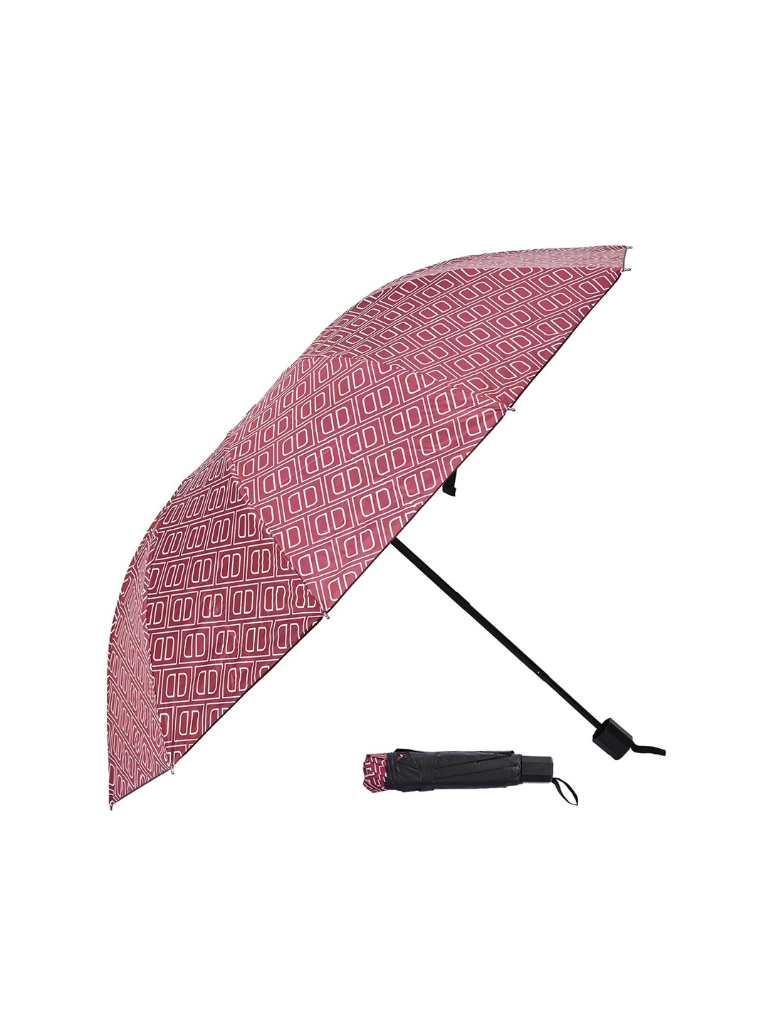 

LOOM LEGACY Manual 3 Fold Self Design Umbrellas, Maroon