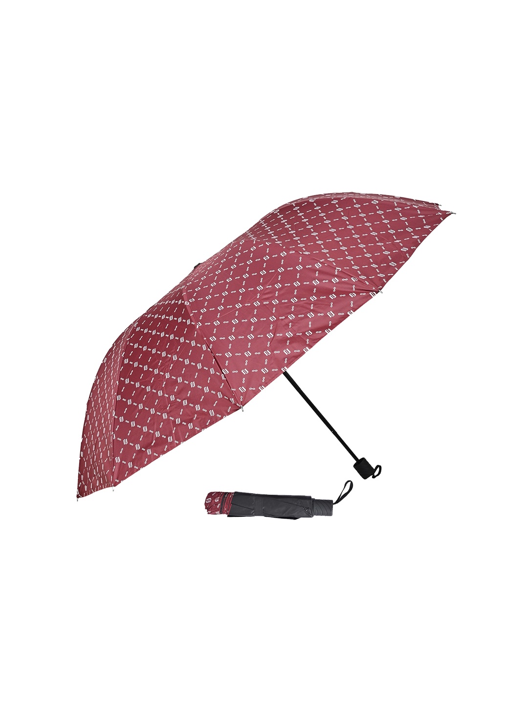 

LOOM LEGACY Abstract Printed Manual 3 Fold Striped Umbrellas, Maroon